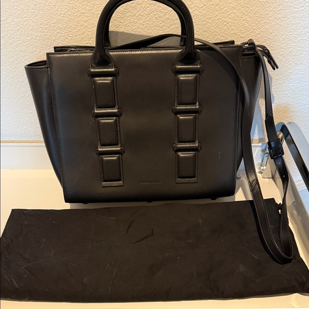 Kendall & Kylie Black Structured Satchel with Detachable Strap